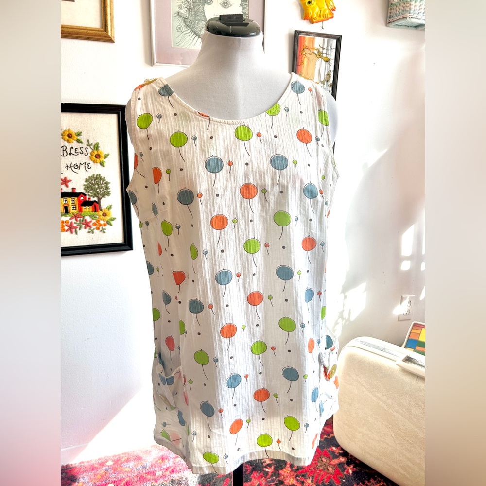 Clowncore Mod 1960s Balloon Print Sleeveless Tunic - Picture 2 of 7
